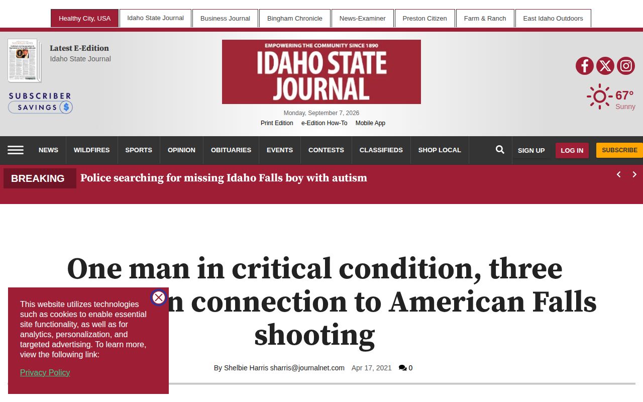 Idaho State Journal report about arrests connected to an American Falls incident