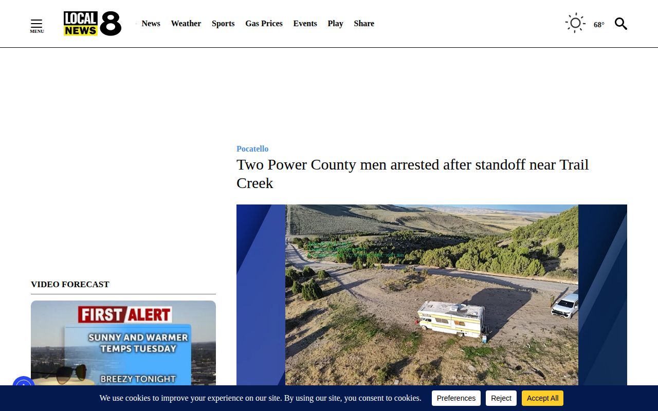 Local News 8 report illustrating that Power County arrests may lead to custody in another county